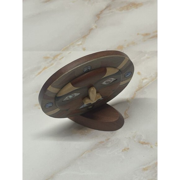 Wooden Inlay Sun Face figurine - Picture 10 of 10
